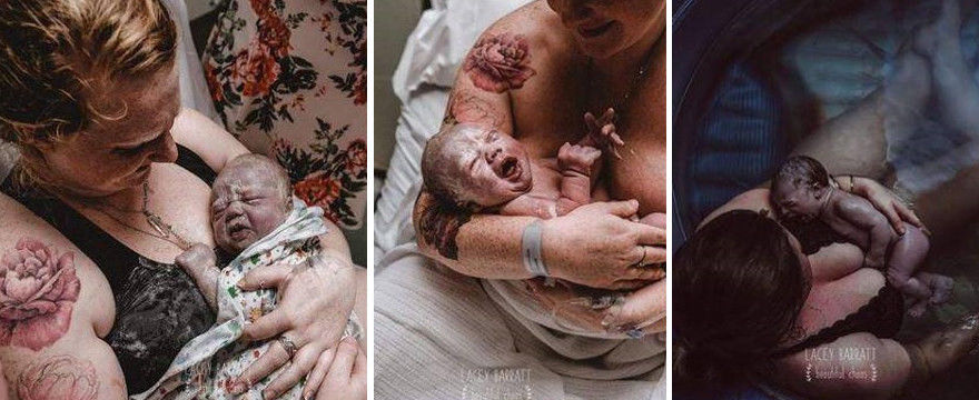 Lacey Barratt pokazuje na zdjęciach jak wygląda poród