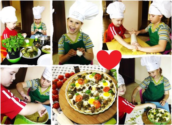Dzieci tartę przygotowały, warzywa pododawały, całość wyglądała idealnie i smakowała genialnie.